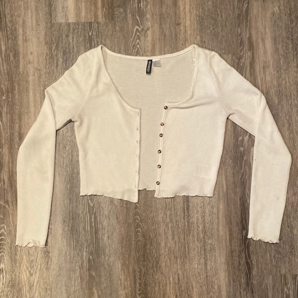 white cropped cardigan